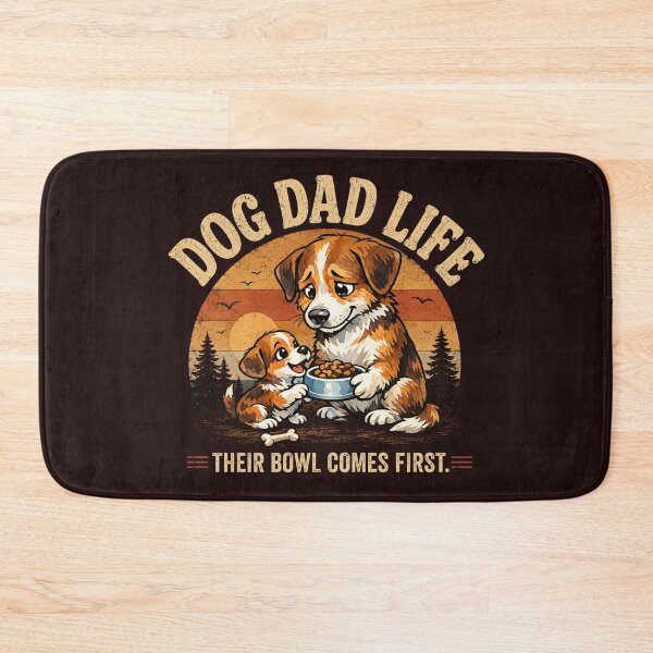 Item preview, Dog Dad Life Their Bowl Comes First Vintage Retro Sunset Puppy Fatherhood Dog Lover T-Shirt designed and sold by HOUSE OF TIST.