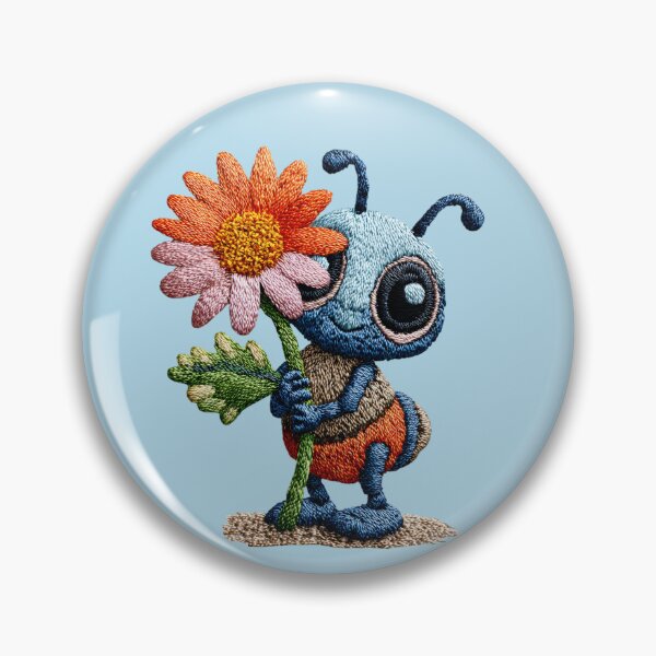 Item preview, Cute Embroidered Bee with Flower designed and sold by MegaNovaArt.