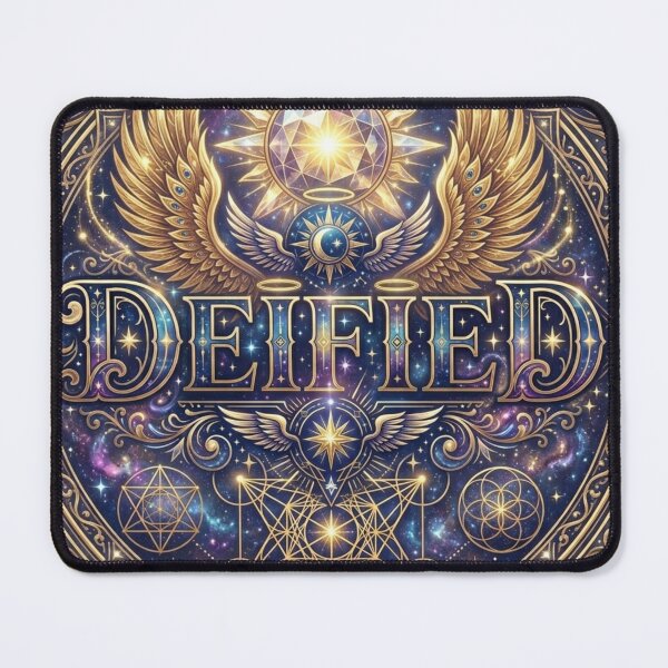 Item preview, Deified Spiritual Cosmic Art - Sacred Geometry Gold Wings Galaxy T-Shirt Poster designed and sold by RAMHEARTS.