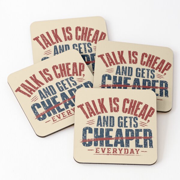 Item preview, Talk Is Cheap Cheaper Everyday Vintage Clearance Sign Tee designed and sold by POD DYNASTY | Original Print On Demand T-Shirt Graphics.