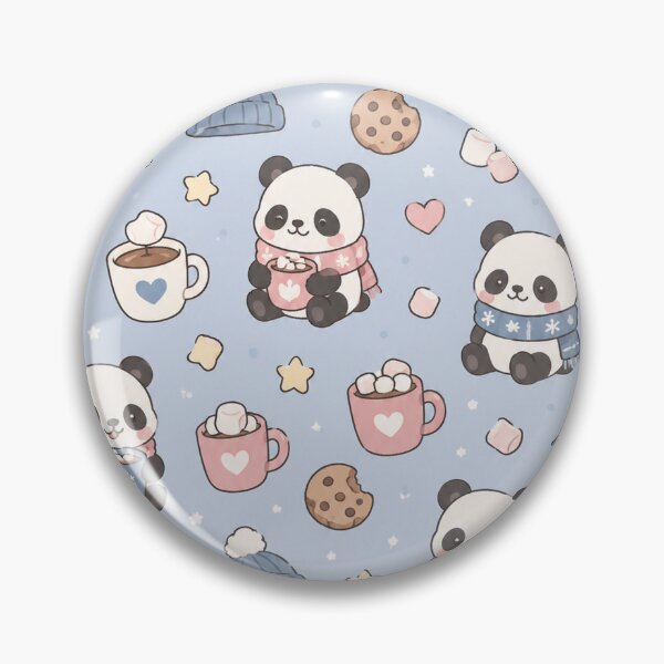 Item preview, Cute Winter Panda Hot Cocoa Pattern designed and sold by Soft Berry Studio.