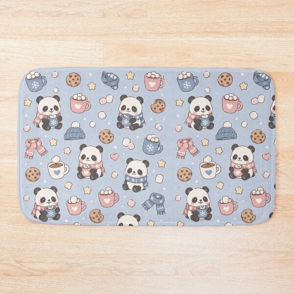 Item preview, Cute Winter Panda Hot Cocoa Pattern designed and sold by Soft Berry Studio.
