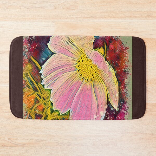 Item preview, Grunge Pop Art Pink Cosmos Flower Digital Sketch designed and sold by BalkanBloom.