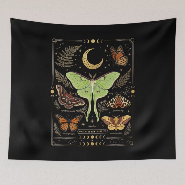 Item preview, Vintage Luna Moth Butterflies Chart Botanical Poster designed and sold by KINKDesign.