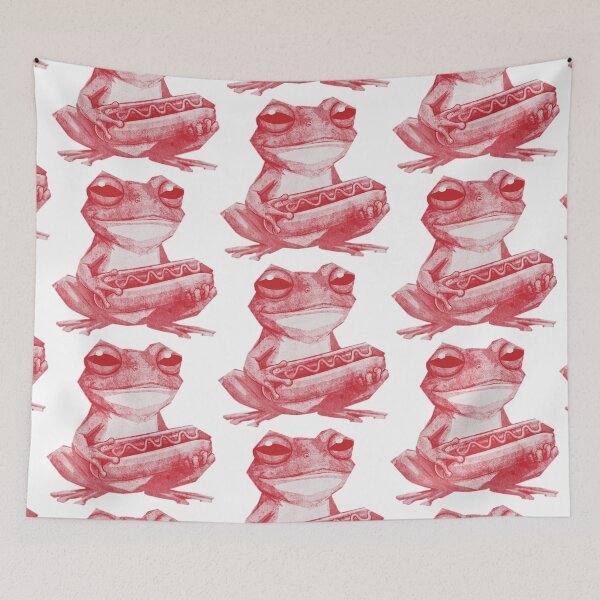 Item preview, Grumpy Frog Holding Hot Dog designed and sold by kinpirks.