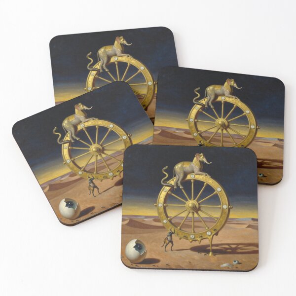 Item preview, Wheel of Fortune Tarot Card Surrealist Art - Salvador Dali Style Melting Desert Mystical Painting designed and sold by bandarartisan.