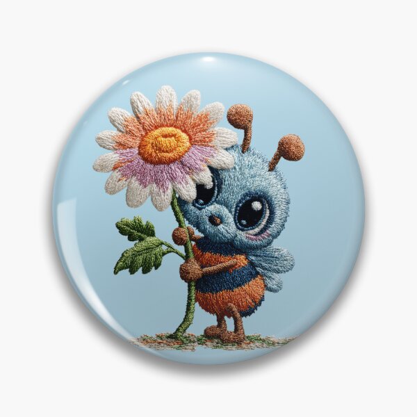 Item preview, Cute Embroidered Bumblebee with Daisy designed and sold by MegaNovaArt.