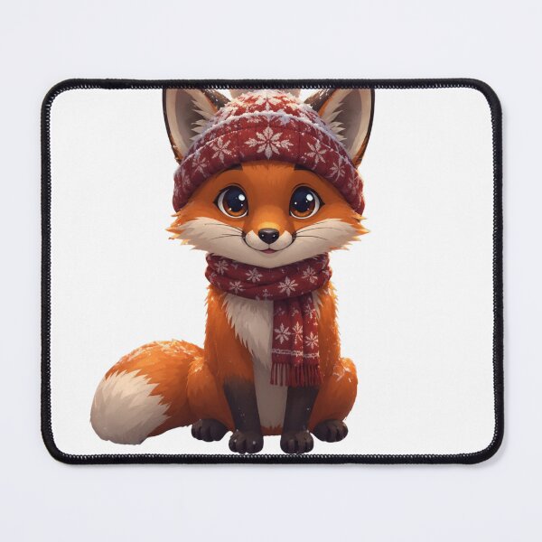 Item preview, Cute Winter Fox Christmas – Cozy Snow Fox with Hat & Scarf Art Print ?❄️ designed and sold by CozyAnimalArt.
