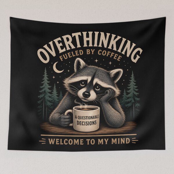 Item preview, Overthinking Fueled By Coffee And Questionable Decisions designed and sold by Stikaro.