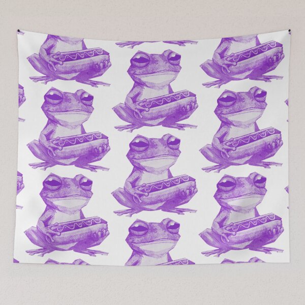 Item preview, Grumpy Frog Holding Hot Dog designed and sold by kinpirks.