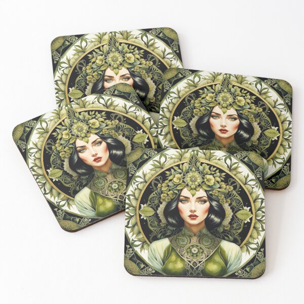Item preview, Vintage Girl in Olive Green and Black Kaleidoscope Pattern Design designed and sold by BanaArtbyBB.