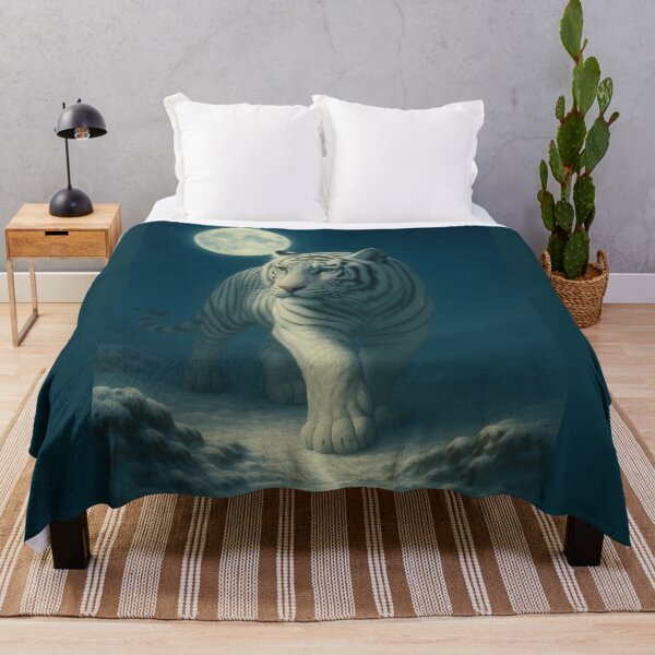 Item preview, Moonlit White Tiger Fantasy Art designed and sold by ManJiangHong.