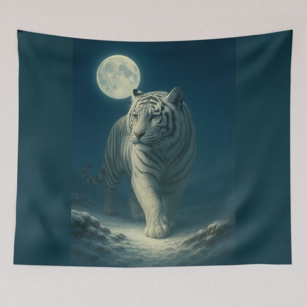 Item preview, Moonlit White Tiger Fantasy Art designed and sold by ManJiangHong.