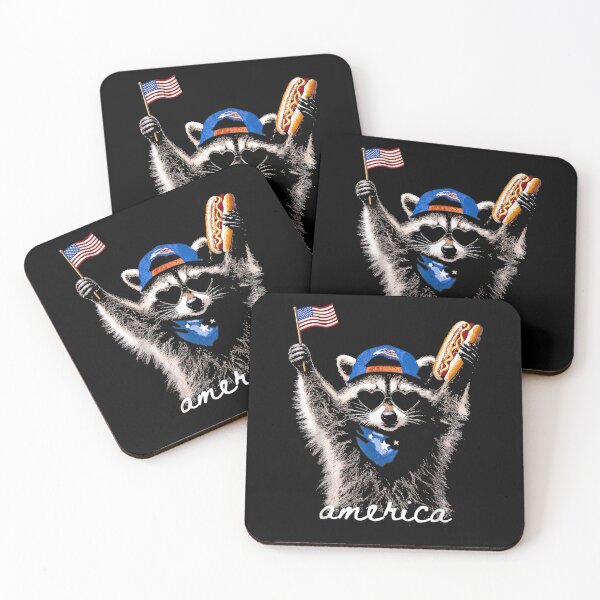 Item preview, Patriotic Cool Raccoon 4th of July American Flag and Hot Dog designed and sold by Methahshop.