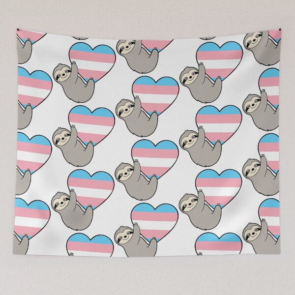 Item preview, Trangender Pride Sloth Hugging Heart – LGBTQ+ Pride Design designed and sold by Cannaxes Studio.