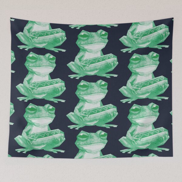 Item preview, Grumpy Frog Holding Hot Dog designed and sold by kinpirks.
