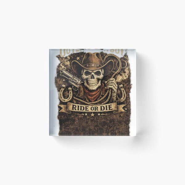 Item preview, Ride Or Die Cowboy Skull – Vintage Western Outlaw Design designed and sold by UrbanPrintVibes.
