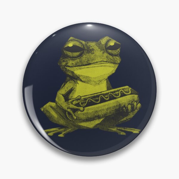 Item preview, Grumpy Frog Holding Hot Dog designed and sold by kinpirks.