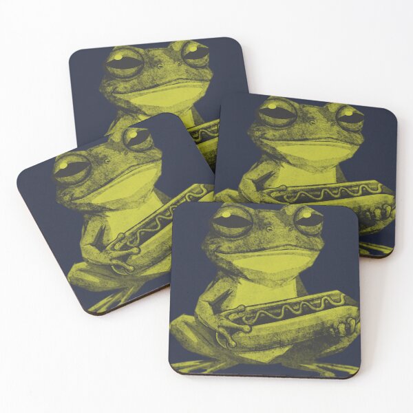 Item preview, Grumpy Frog Holding Hot Dog designed and sold by kinpirks.