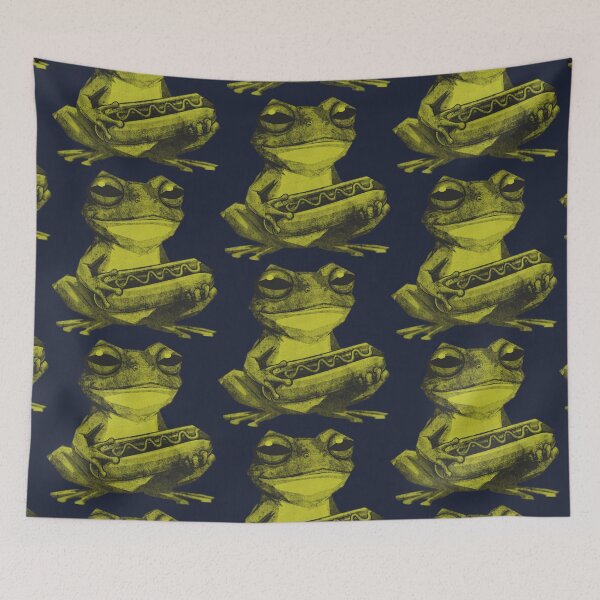 Item preview, Grumpy Frog Holding Hot Dog designed and sold by kinpirks.