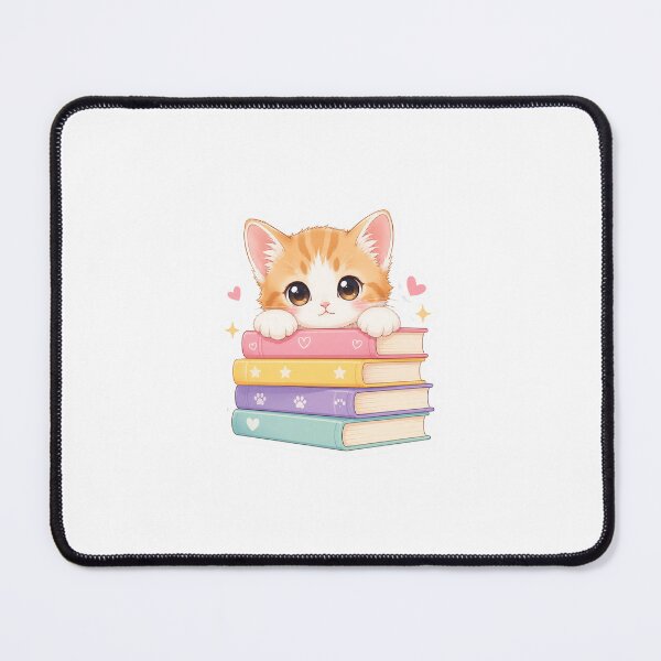 Item preview, Kawaii Cat Peeking Over Books Sticker | Cute Nerd designed and sold by the-cute-nerd.