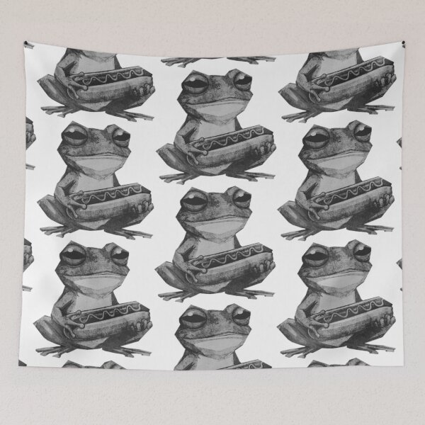Item preview, Grumpy Frog Holding Hot Dog designed and sold by kinpirks.