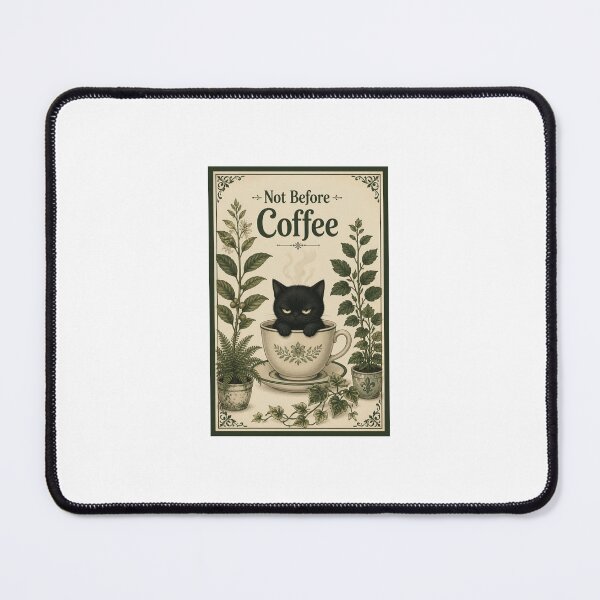 Item preview, Not Before Coffee Black Cat Vintage Poster | Funny Cat Wall Art designed and sold by VelvetWhiskers.