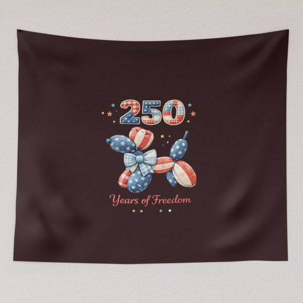 Artikelvorschau, USA 250. Jahrestag Patriotische Ballonhunde-Kunst entworfen und verkauft von Color World.