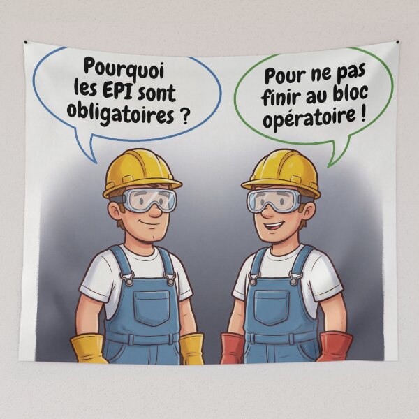 Item preview, Why is PPE mandatory? – Safety humor cartoon 3 designed and sold by WordPlayStudio.