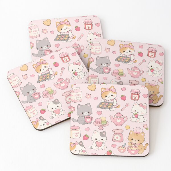Item preview, Cute Kawaii Baking Cats Pattern designed and sold by Soft Berry Studio.