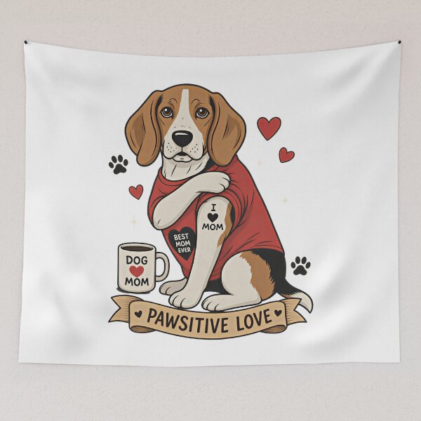 Item preview, Beagle Dog with Tattoo Illustration I Heart Mom designed and sold by Blok45.