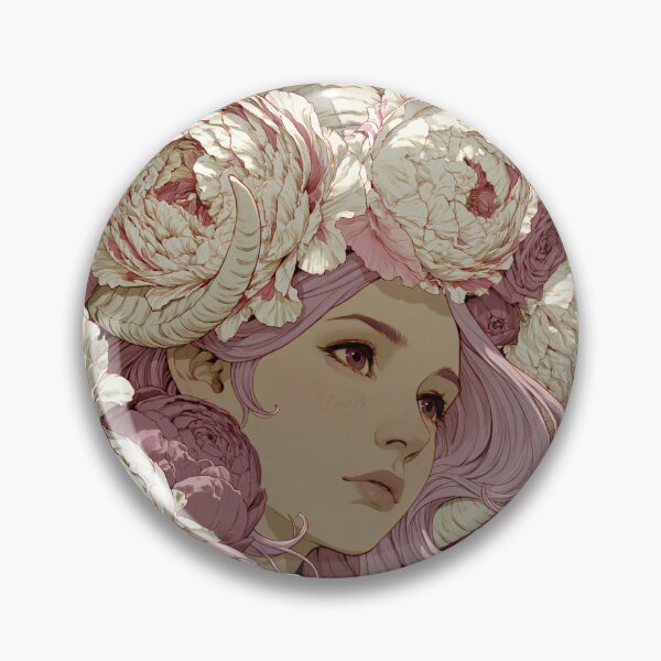 Item preview, Floral Ram Queen in Blush Bloom Garden designed and sold by MythicMood.