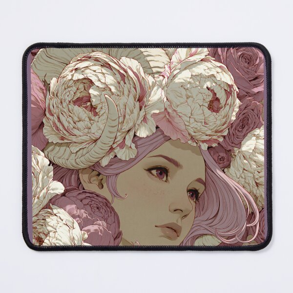 Item preview, Floral Ram Queen in Blush Bloom Garden designed and sold by MythicMood.