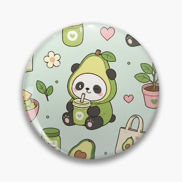 Item preview, Cute Avocado Panda Kawaii Pattern designed and sold by Soft Berry Studio.