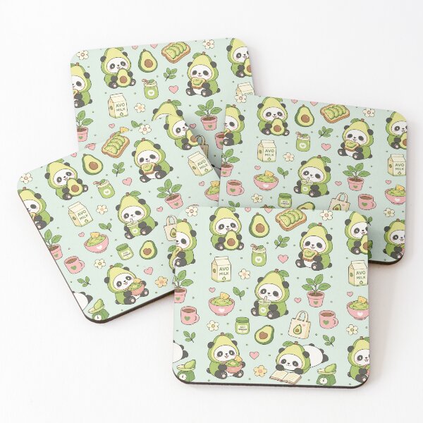 Item preview, Cute Avocado Panda Kawaii Pattern designed and sold by Soft Berry Studio.