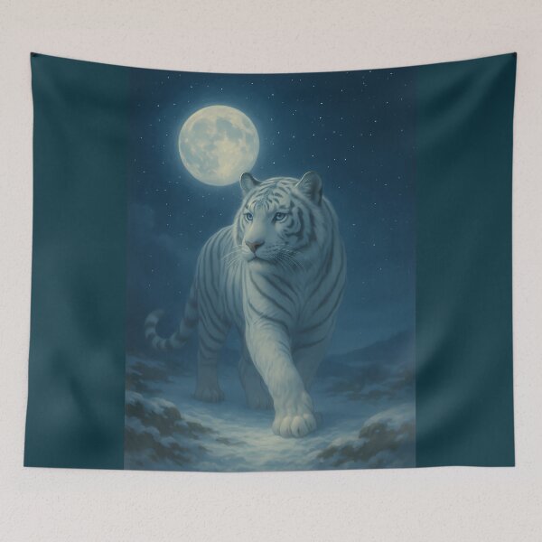 Item preview, Moonlit White Tiger Fantasy Art designed and sold by ManJiangHong.