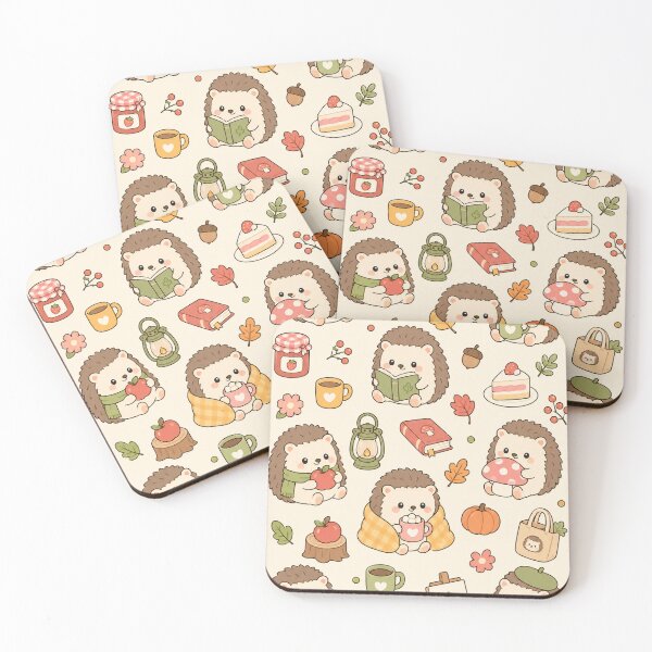 Item preview, Cute Autumn Hedgehog Kawaii Pattern designed and sold by Soft Berry Studio.