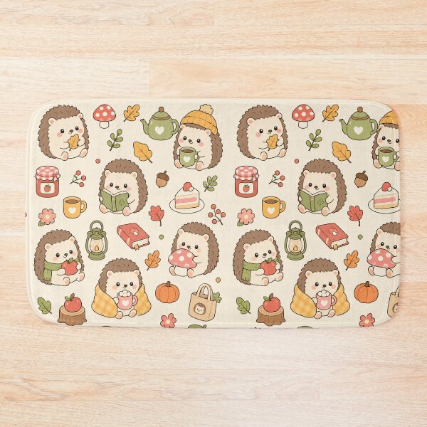 Item preview, Cute Autumn Hedgehog Kawaii Pattern designed and sold by Soft Berry Studio.