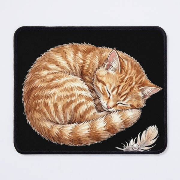 Item preview, Cute Sleeping Ginger Cat Curled Up Watercolor Art designed and sold by Wild Horizon Studio.