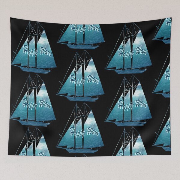 Item preview, Happy Wave Retro Sailing Ship - Neon Cyber Ocean Aesthetic designed and sold by Tokraz-art.