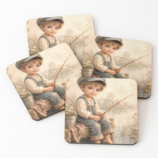 Item preview, Wall Art - Postcard - ILLUSTRATION #3 - Lakeside Nostalgia – Vintage Childhood Fishing designed and sold by ForeverPrintsOK.
