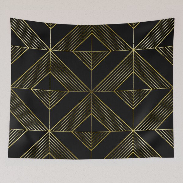 Item preview, Golden And Black Art Deco Chic Triangle Pattern designed and sold by DEC02.