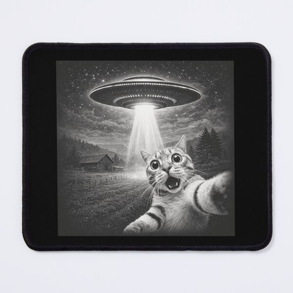 Item preview, Shocked Cat Selfie UFO Alien Spaceship Graphic designed and sold by Thread&Fable.