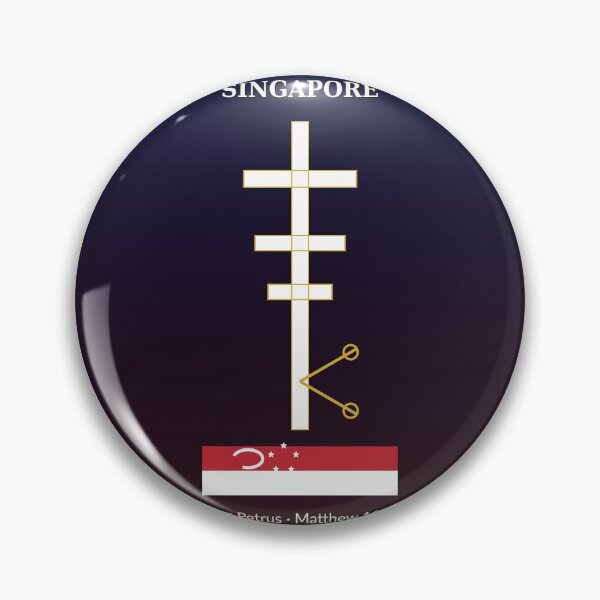 Item preview, Pray for the Pope Singapore — Papal Cross Singapore Flag Colors designed and sold by BenedictTArt.