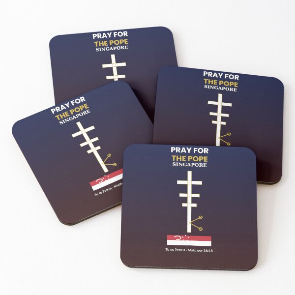 Item preview, Pray for the Pope Singapore — Papal Cross Singapore Flag Colors designed and sold by BenedictTArt.