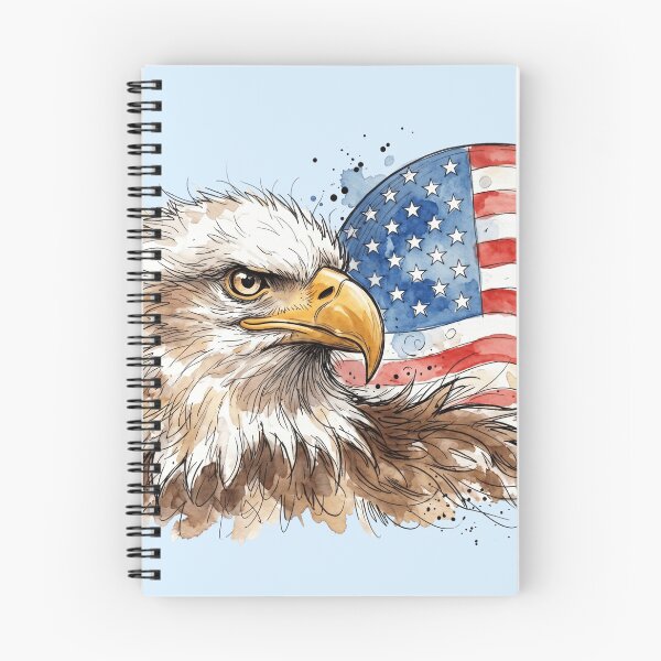Item preview, Patriotic Bald Eagle Portrait and American Flag Moon Art designed and sold by BreezifyDesignStudio.