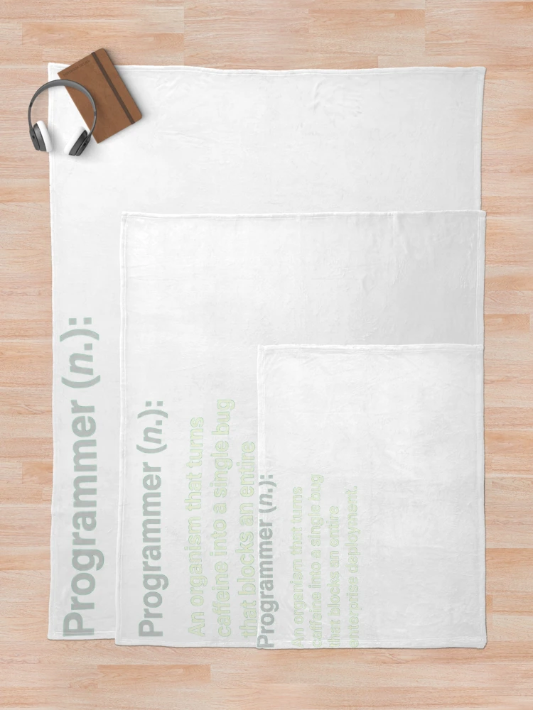Thumbnail 5 of 6, Throw Blanket, Programmer Definition Caffeine Bug Code Humor designed and sold by JMDesignHub.