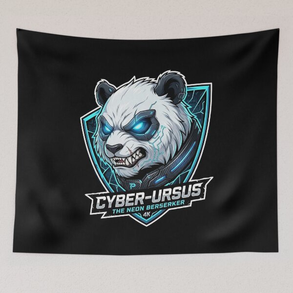 Item preview, Fierce Cyberpunk Panda Neon Berserker Gaming Mascot designed and sold by Munib320.