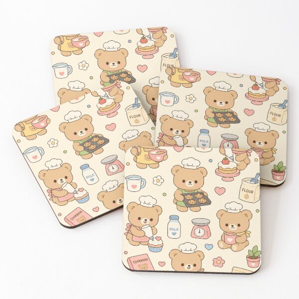 Item preview, Cute Baking Bear Kawaii Pattern designed and sold by Soft Berry Studio.