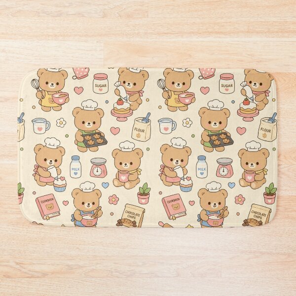 Item preview, Cute Baking Bear Kawaii Pattern designed and sold by Soft Berry Studio.